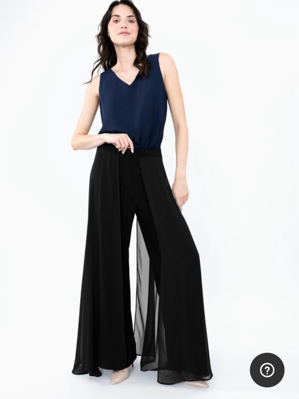 Black Wide-Leg Split Palazzo Pants